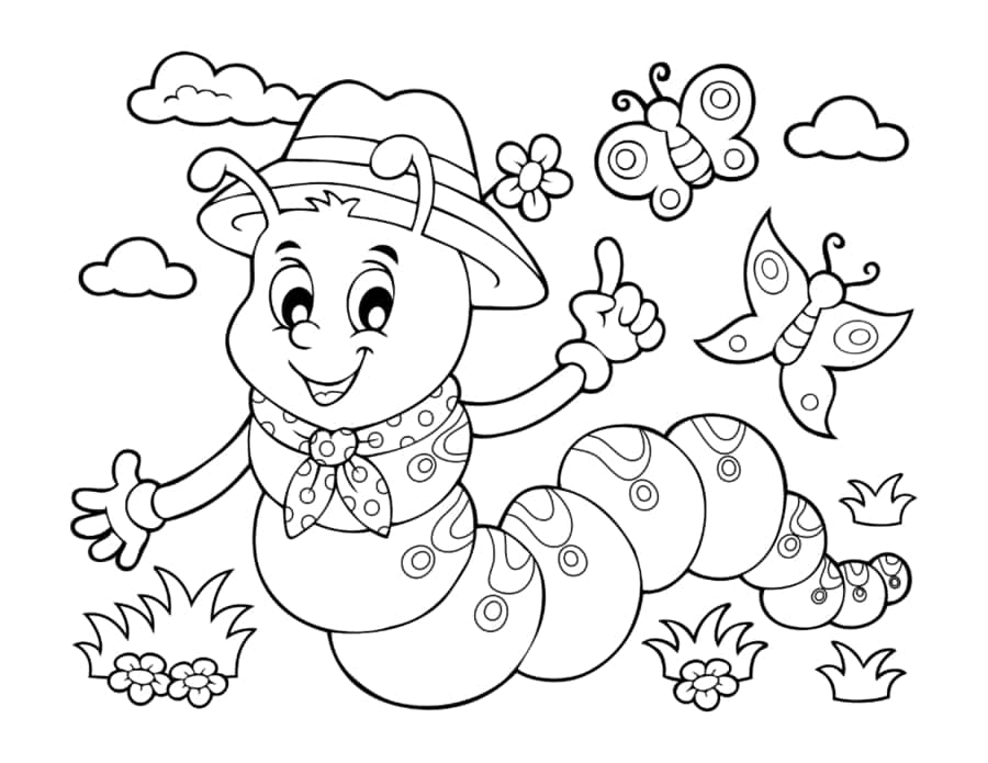 Butterfly Cartoon Caterpillar Butterflies Garden Tracing Worksheets Pdf Free Vectors